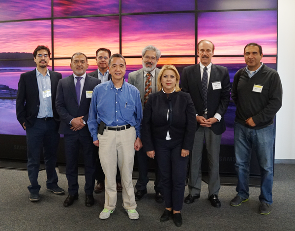Irvine Director G.P. Li (front left) and MGRP Director Luisa Kregel accompanied the Mexican researchers on a tour of CALIT2.