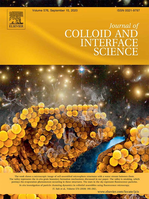 For the journal cover, Suh edited an SEM image of the colloidal self-assembly process to resemble a canyon with a river flowing through it. “The valley represents the in-situ grain boundary formation. The valley is smoking, which portrays the evaporation phenomenon occurring in these structures. And the stars represent fluorescent particles. This is very similar to what is occurring as cracks form during self-assembly,” he said.