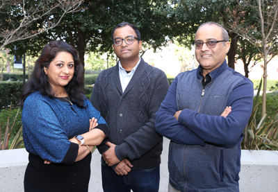 From left: Nalini Venkatasubramanian, Tirtha Banerjee and Sharad Mehrota are leading the UC-LANL team that has received $3.6 million to develop models and technologies to help combat the growing wildfire risk in California. 