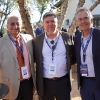 UCI mechanical and aerospace engineering professors Faryar Jabbari (left) and Roger Rangel (right) celebrate with Hall of Fame inductee Carlos Coimbra “98 (Ph.D.).