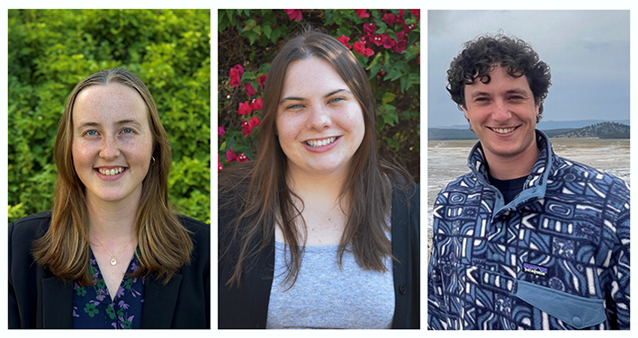 From left, Allison Tilzey, Azara Boschee and Gil Carpenter receive NSF Graduate Research Fellowship Program awards.