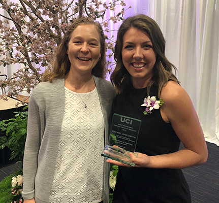 Smith (right) was joined by her graduate adviser, Beth Lopour, at the awards banquet