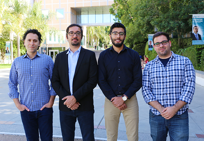 From left: Kassas, Maaref, Abdallah and Khalife brought home three best paper presentation awards from this year’s Institute of Navigation Global Navigation Satellite Systems Conference.