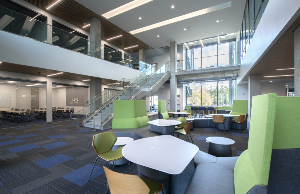 The ISEB offers numerous interaction areas, comfortable, casual spaces where scientists and engineers can relax and have conversations. Steve Zylius / UCI