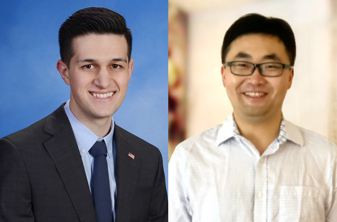 Recent EECS graduate Armand Ahadi-Sarkani (left) earned the ACM SIGBED Gold Award for student research on advanced driver assistance systems. EECS graduate student Xiaowu Sun’s research earned a finalist award for provably safe reinforcement learning. 