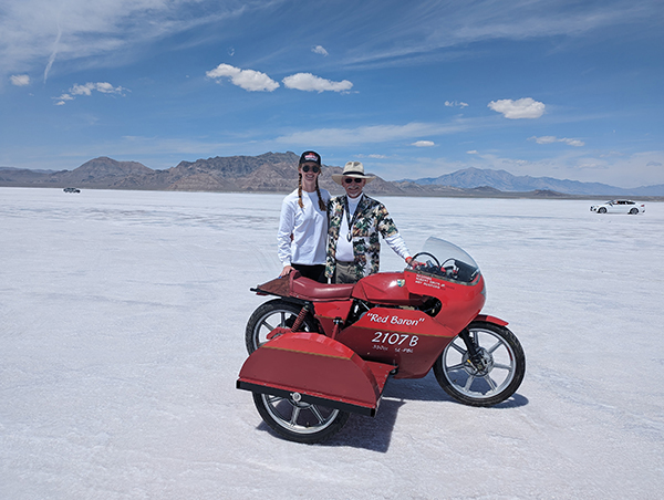 Dunford (left) and Smitty competed at Bonneville Salt Flats last August.