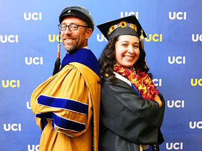 Dean Magnus Egerstedt with commencement student speaker Lili Castillo, who spoke about changing the perception of what it means to be an engineer: “An engineer is an agent of change. An engineer is exactly who you are today.” 