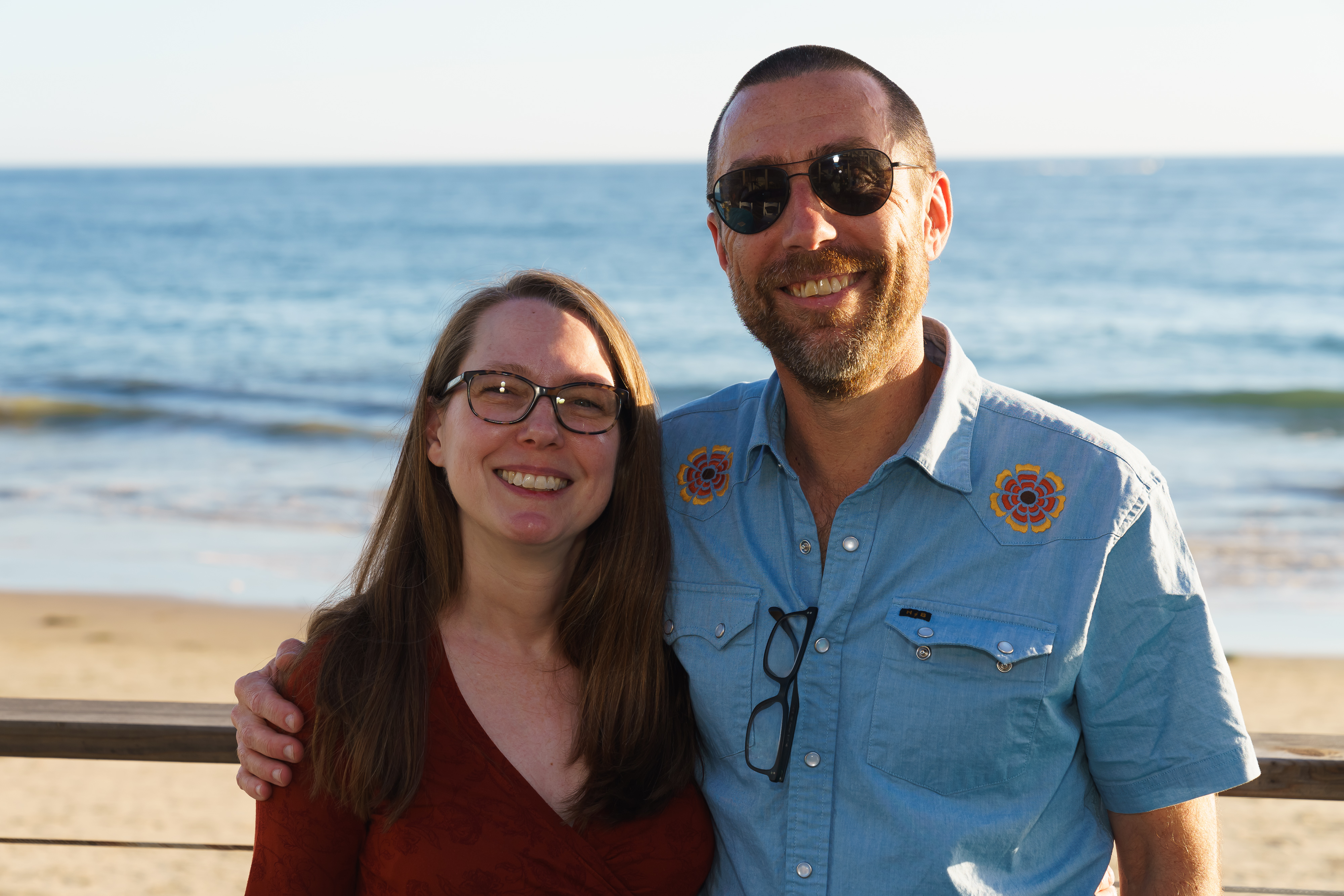 Dean Egerstedt with his wife, Danielle Hanson, on the beach in Crystal Cove (Photo: Crystal Cove Conservancy)