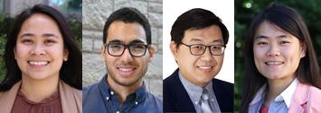 Four engineering assistant professors are selected for Faculty Early Career Development (CAREER) awards from the National Science Foundation, from left,  Herdeline Ann Ardoña, Ramin Bostanabad, Kai He and Zhiying Wang.