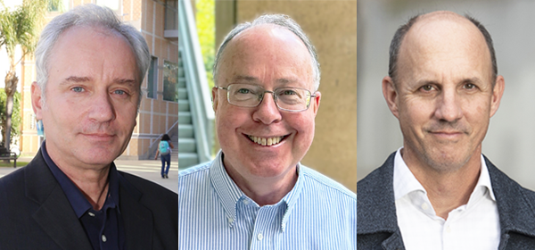 As leaders in their fields, (from left) Dimitri Papamoschou, Stephen Ritchie and Brett Sanders are named UC Irvine Chancellor’s Professors. 