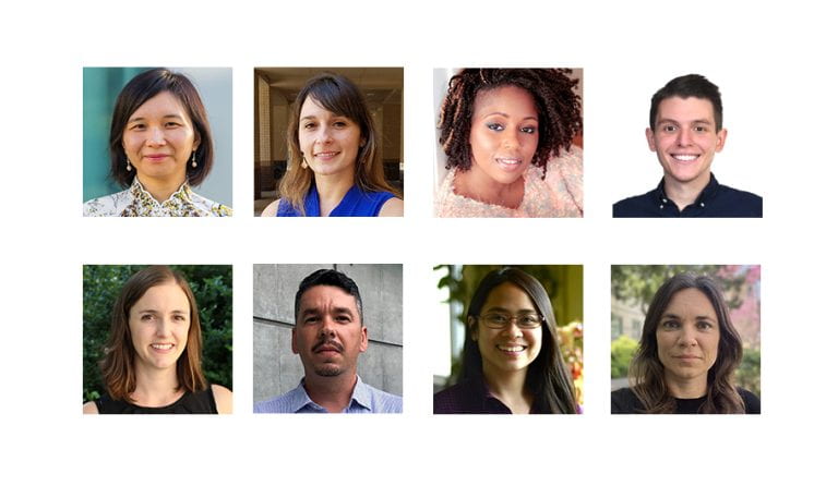 UCI’s 2023-24 Hellman Fellows are (top row, from left) Diu-Huong Nguyen, Nicole Iturriaga, Cyrian Reed and Christopher Miles, as well as (bottom row, from left) Stacy Copp, Salvador Zárate, Herdeline Ardoña and Alexandra Voloshina. UCI
