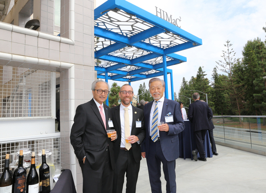 From left: Retired HORIBA International CEO Jai Hakhu, Dean Magnus Egerstedt and HORIBA CEO Atsushi Horiba at the opening of the UCI HORIBA Institute for Mobility and Connectivity