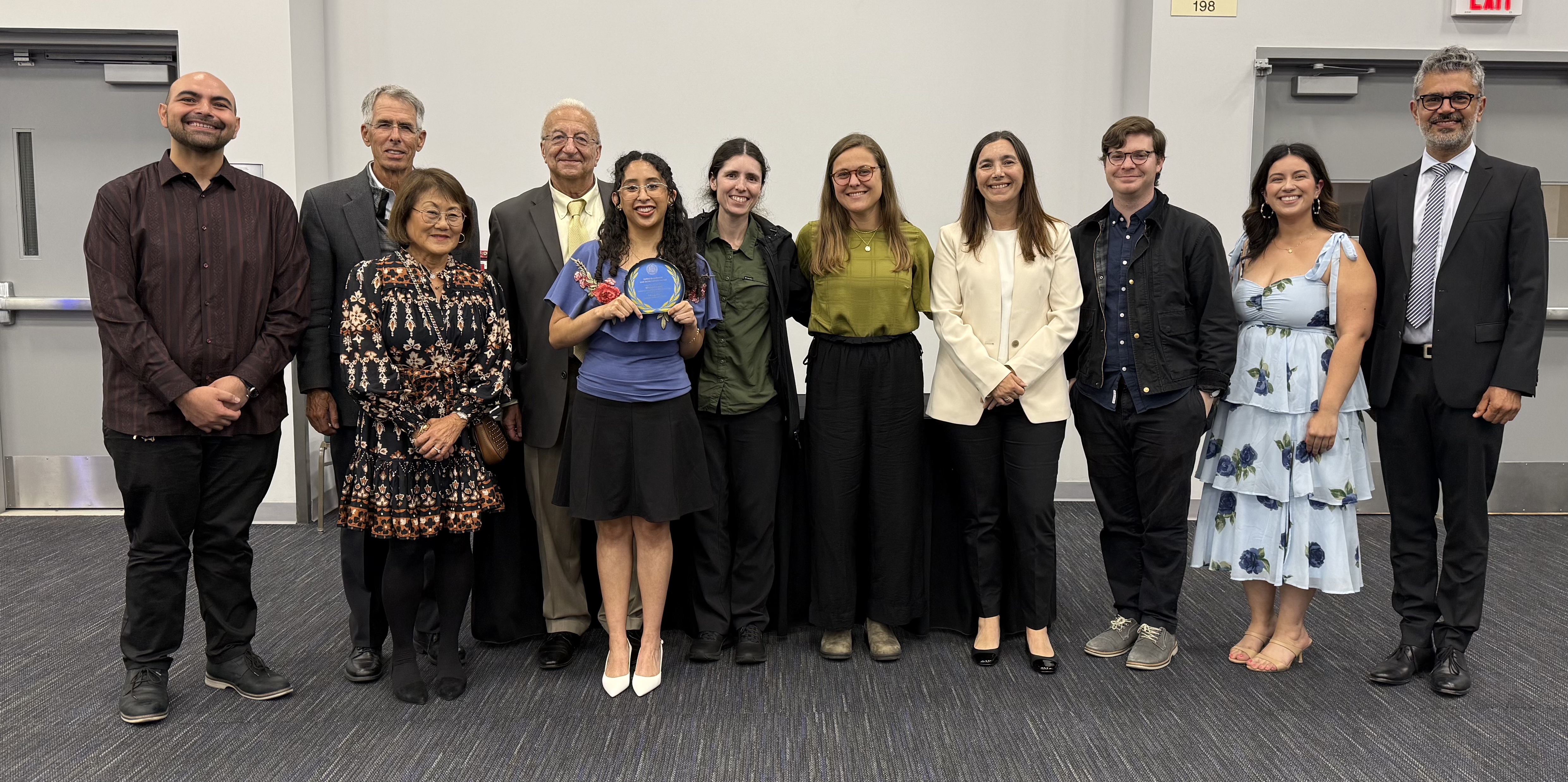 Lepe is surrounded by her supporters, pictured from left are Majde Al Salibi, John and Katherine Tracy and Katherine Tracy, Faryar Jabbari, Melissa Lepe, Jacqueline Huynh, Mallory Mott, Analía Rao, Ashton Wheelahan, Dayana Rivas and Ali Mohraz.