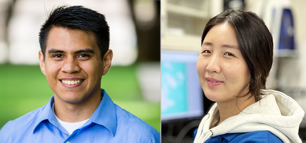 Miguel Alcantar (left) and Soyeong Kwon were chosen as UC Irvine Chancellor's Postdoctoral Fellows for their demonstrated public service efforts, exemplary research and promotion of equitable access to education.