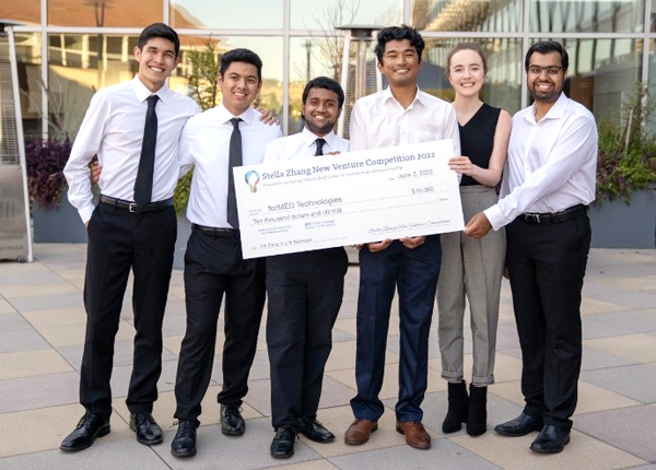 The forMED Technologies team, comprised of biomedical engineering students, won first place in the Life Sciences category at the Stella Zhang New Venture Competition.