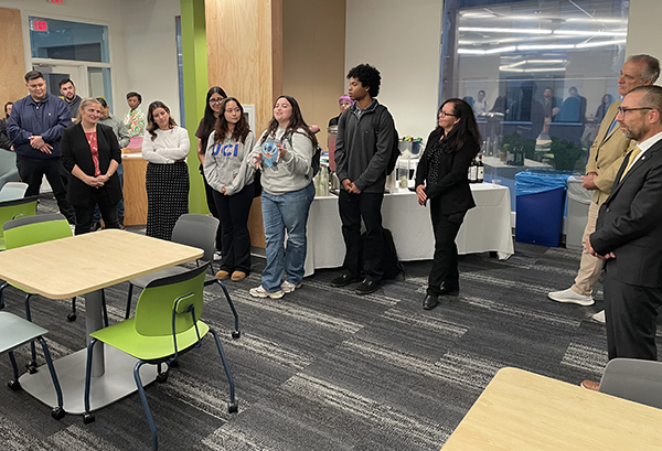 Student organization presidents spoke to the audience at the reopening of the OAI. 