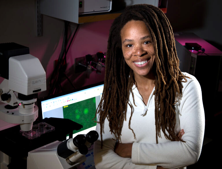 “It’s close to helping people … probably in 10 to 15 years,” says UCI biomedical engineer Ronke Olabisi about her tissue engineering research. UCI