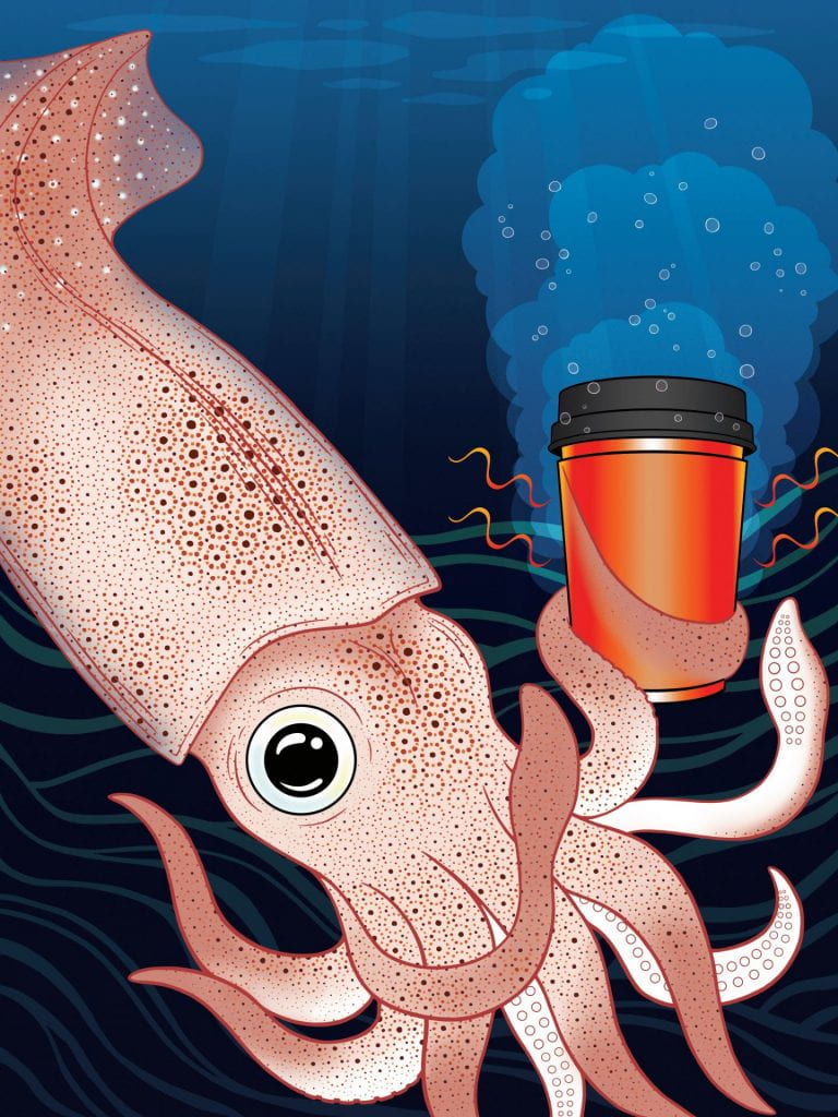 Researchers in the Department of Chemical and Biomolecular Engineering at the University of California, Irvine have invented a squid-skin inspired material that can wrap around a coffee cup to shield sensitive fingers from heat. They have also created a method for economically mass producing the adaptive fabric, making possible a wide range of uses. Melissa Sung