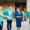 Jackie Patterson, co-founder and vice president at Zephyr, chats with students from the Anteater Baja Racing team.