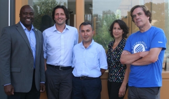 From Left: Samueli School Dean Gregory Washington, Filippo Capolino, Ozdal Boyraz, Regina Ragan and Marc Madou