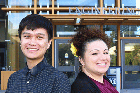 : Daniel Tran and Natalie Imondi, along with John Romine (not pictured), worked together to create the GPA calculator, which is now used by all five Samueli School departments.