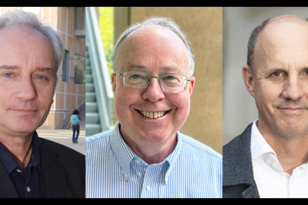 As leaders in their fields, (from left) Dimitri Papamoschou, Stephen Ritchie and Brett Sanders are named UC Irvine Chancellor’s Professors. 