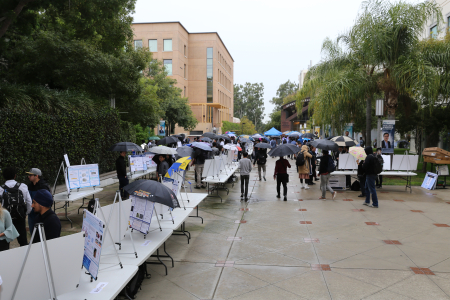 Students brave the rain at the Fall Design Review
