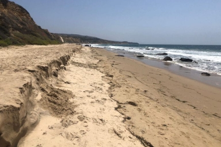 With recently awarded funding from NASA, Brett Sanders, UCI professor of civil and environmental engineering, will pursue new tools and techniques for measuring the impact of sea level rise on beaches and dunes, including at Crystal Cove State Park’s Pelican Point, in Newport Beach, pictured here. Brett Sanders / UCI