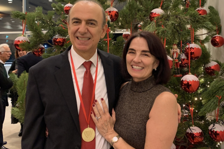 Kyriacos A. Athanasiou, UCI Distinguished Professor of biomedical engineering, traveled to Nicosia, the capital city of the Republic of Cyprus with his wife, Kiley, to receive the 2023 Medal of Excellence from the Cyprus Academy of Science, Letters and Arts on December 12. 