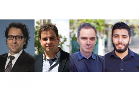 Pictured, clockwise, are Samueli School Assistant Professor Zak Kassas and graduate students Joe Khalife, Mohammad Neinavaie and Ali Abdallah, all will be recognized for their research at the IEEE/PLANS conference.