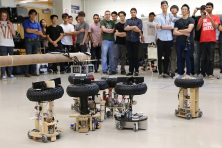 Robots were designed and constructed by students in MAE 106