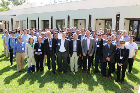 Engineering researchers from around the U.S. and Europe attend a scientific symposium in honor of UCI Distinguished Professor Emeritus Said Elghobashi (front center).