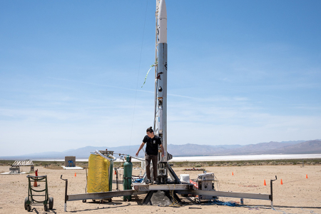 Gabriel Herrera working on the UCI Rocket Project in Spring 2023