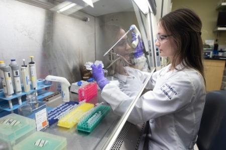 “In my lifetime, I don’t know if I’ll necessarily see a cure for cancer,” says Melissa Thone, a doctoral student in chemical & biomolecular engineering, “but I think that having a vaccine and being able to proactively prevent cancer would be huge on a glo