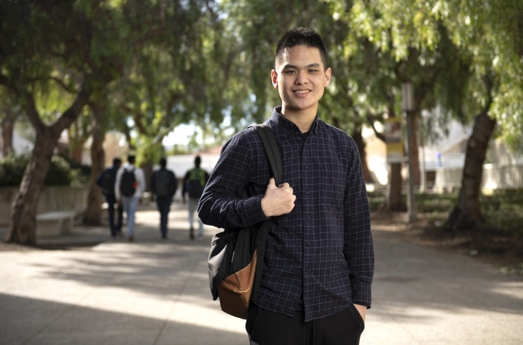 Fourth-year data science major Leo Wei is working with Maura Allaire, assistant professor of urban planning & public policy, on a research project that uses big data to glean information about tap water contaminants. Steve Zylius / UCI